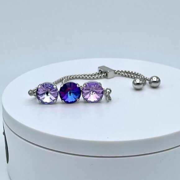 Crystal Rivoli Purple Tone Adjustable Silver Bracelet - Picture 7 of 8